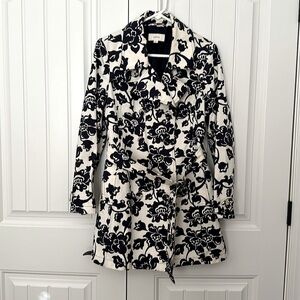 Floral Navy And White Trench Coat